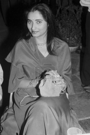 Photo for Indian old vintage 1980s black and white bollywood cinema hindi movie film actor, India, Salma Agha, British singer, Indian actress - Royalty Free Image
