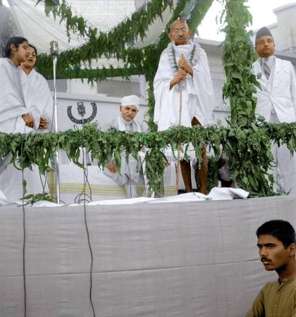 Photo for Mahatma Gandhi opening ceremony Kamla Nehru Memorial Hospital, Allahabad, Uttar Pradesh, India, Asia, February 28, 1941 - Royalty Free Image