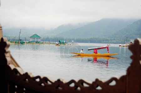Photo for Canoe shikara in dal lake , Srinagar , Jammu and Kashmir , India - Royalty Free Image
