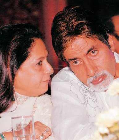 Photo for South Asian Indian actor Amitabh Bachchan and Jaya Bachchan at a get together ; Bombay Mumbai  ; Maharashtra ; India - Royalty Free Image
