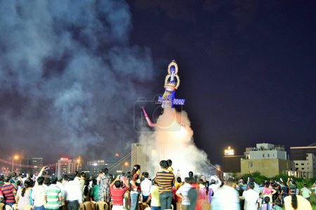 Photo for Ravana effigy burning, Dussehra Festival, Surat, Gujarat, India, Asia - Royalty Free Image