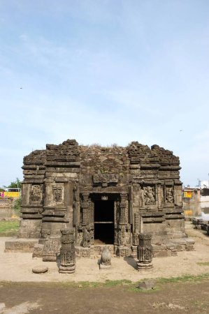 UNESCO world heritage Champaner Pavagadh ; Lakulisha Temple built in 10-11th century AD contains fine images of Lakulisha ; Dakshinamurti ; Brahma ; Vishnu ; Shiva ; Indra ; Gajendramoksha ; Champaner ; Panchmahals district ; Gujarat State ; India ; 