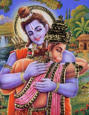 Téléchargez les photos : Peinture de bélier shri et hanuman, Inde - en image libre de droit