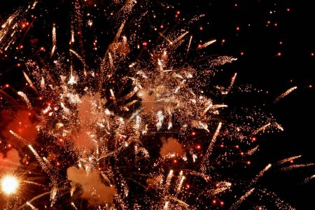 Diwali fireworks in the dark night sky