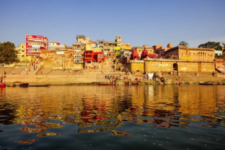 Photo for Mansarowar Ghat, Narad Ghat and Raja Ghat, Ganga river Ganges, Varanasi, Banaras, Benaras, Kashi, Uttar Pradesh, India - Royalty Free Image