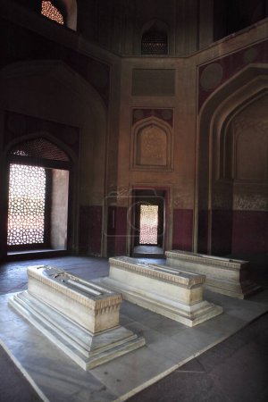 Téléchargez les photos : Chambres funéraires dans la tombe de Humayun construite en 1570, Delhi, Inde Patrimoine mondial de l'UNESCO - en image libre de droit