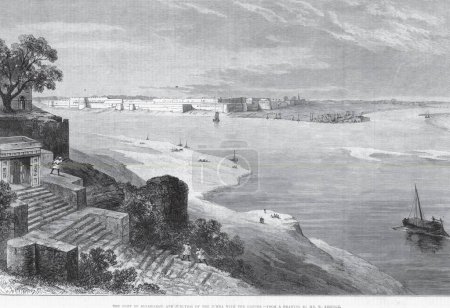 The fort of Allahabad and Junction of the Jumna Jamuna with the Ganges ; Uttar Pradesh ; India