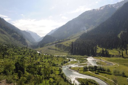 Landscape pahalgam to chandanwari, amarnath yatra, jammu Kashmir, india, asia