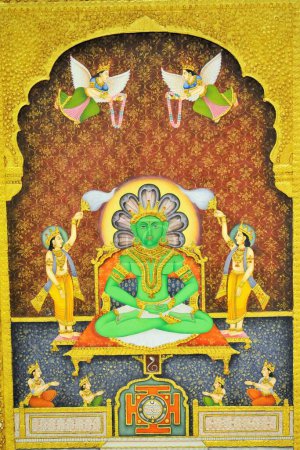 Photo for Lord Mahavir Nathdwara pichwai artwork painting - Royalty Free Image