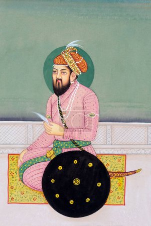 Téléchargez les photos : Peinture miniature de babur empereur mughal - en image libre de droit