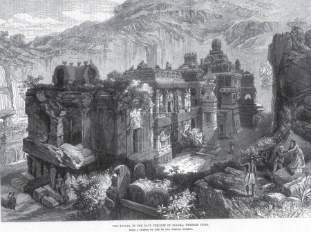 Templos Kailas en templos de la cueva de Ellora la India occidental; Aurangabad; Maharashtra; India