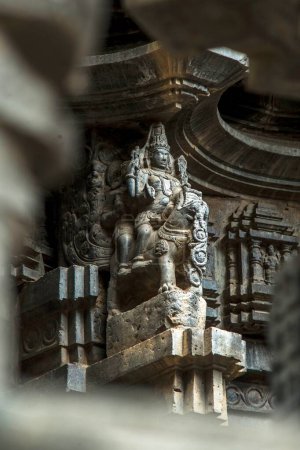 escultura en el templo de Kopeshwar, Kolhapur, Maharashtra, India, Asia