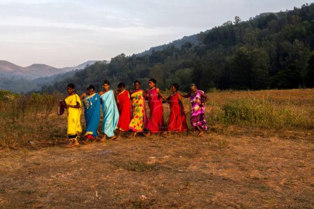 Photo for Women performing Dhimsa folk dance, Andhra Pradesh, India, Asia - Royalty Free Image