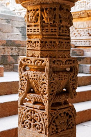 Photo for Pillar details ; Vishkanya ; Rani ki vav ; step well ; underground structure ; Patan ; Gujarat ; India - Royalty Free Image