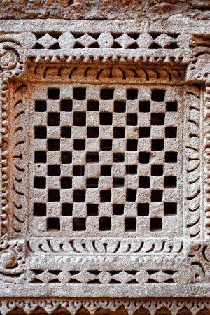 Photo for Geometric Patterns ; Rani ki vav ; stone carving ; underground structure ; step well ; Patan ; Gujarat ; India - Royalty Free Image