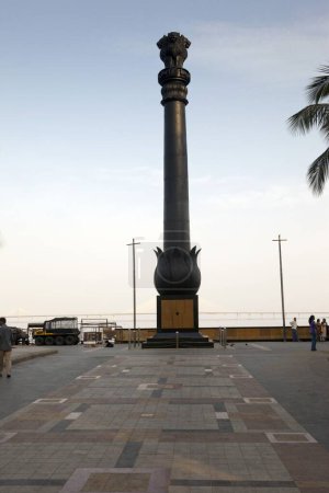 Photo for Ashok stambh Chowpatty beach dadar mumbai Maharashtra India Asia - Royalty Free Image