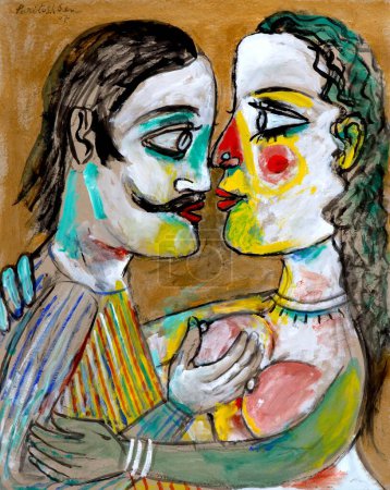 Téléchargez les photos : Untitled by Paritosh Sen Peinture Mix media on Paper 24x 30 art contemporain du Bengale, Inde - en image libre de droit