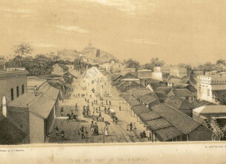 Foto de Litografías Ciudad y Fuerte de Trichinopoly o Tiruchirapalli, Tamil Nadu, India - Imagen libre de derechos