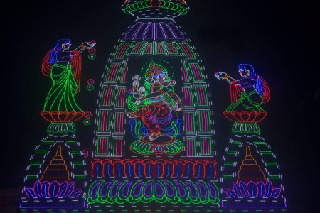 Foto de Lord Ganesha iluminado bailando, Pune, Maharashtra, India, Asia - Imagen libre de derechos