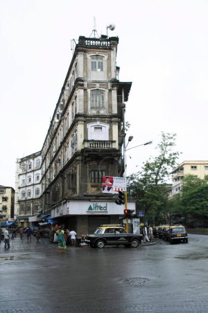 Photo for Building at two roads ; Bombay Mumbai ; Maharashtra ; India - Royalty Free Image