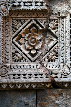 Photo for Geometric Patterns ; Rani ki vav ; stone carving ; underground structure ; step well ; Patan ; Gujarat ; India - Royalty Free Image