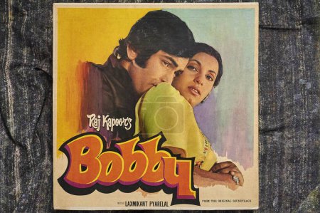Photo for Long playing records of Indian bollywood film poster bobby, india, asia - Royalty Free Image