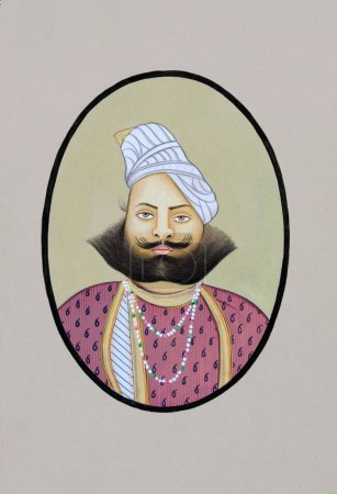 Photo for Miniature painting of Maharaja Raghunath Singh Bahadur Pratapgarh - Royalty Free Image