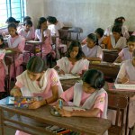 Girls in classroom of school at Ralegan Siddhi near Pune ; Maharashtra ; India