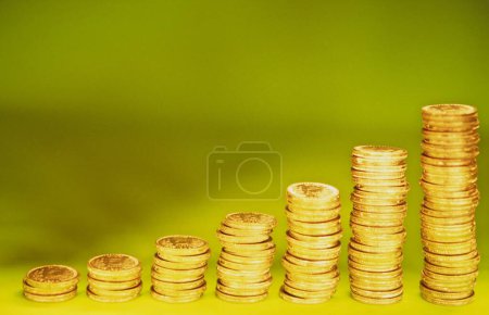 Growth from coins isolated on bright background