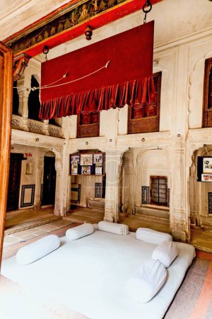 Téléchargez les photos : Salon, Morarka Haveli Museum, Nawalgarh, Shekhawati, Rajasthan, Inde, Asie - en image libre de droit