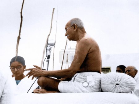 Foto de Habla Mahatma Gandhi, India, Asia, 1946 - Imagen libre de derechos