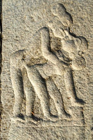 Photo for Erotic sculptures on wall of Chinniyan tank 16th-17th centuries by local chieftain near Thiruvannamalai ; Tamil Nadu ; India - Royalty Free Image