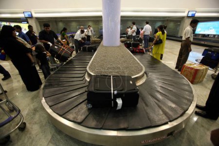 Photo for Upgraded baggage claim area airport luggage belt at Chhatrapati Shivaji Maharaj International Airport, Bombay Mumbai, Maharashtra, India - Royalty Free Image