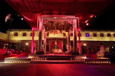 Téléchargez les photos : Décorations de mariage, Amer fort, Jaipur, rajasthan, Inde, asie - en image libre de droit