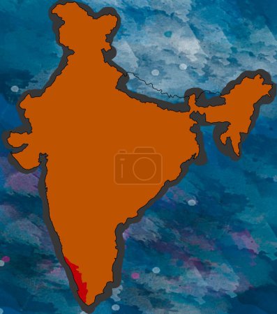 Illustration Kerala Carte géographique Inde