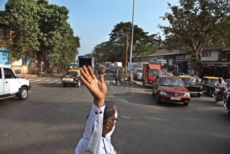 Photo for On duty traffic police in Bombay Mumbai, Maharashtra, India  5-May-2009 - Royalty Free Image