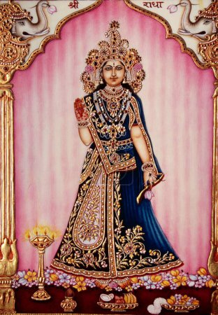 Photo for Goddess Radha Miniature Painting on Ivory - Royalty Free Image