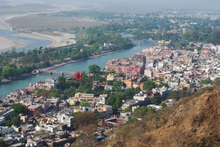 Aerial view of Har Ki Pauri, Haridwar, Uttar Pradesh, India 