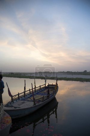 Boot Yamuna Fluss, Keshi Ghats, Mahura, uttar Pradesh, Indien, Asien