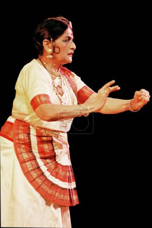 Photo for Indian Classical Dancer Kanak Rele performing a solo Mohiniattam Dance, India - Royalty Free Image