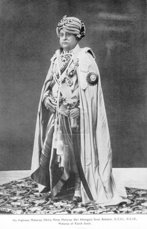 Photo for Prince of India, His Highness Maharaja Dhiraj Mirza Maharao Shri Khengarji Savai Bahadur, G.C.S.I.; G.C.I.E., Maharao of Kutch State, Gujarat, India - Royalty Free Image