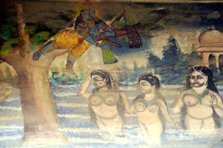 Foto de Pinturas del señor Krishna tela robada de gopika bañándose en el estanque - Imagen libre de derechos