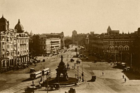 Téléchargez les photos : Vintage photo de route de l'esplanade, Bombay, maharashtra, Inde, Asie - en image libre de droit