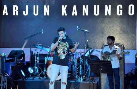 Photo for Arjun Kanungo, Indian singer, actor, composer, singing, Meri Pyaari Bindu, film concert, Mumbai, India, 6 May 2017 - Royalty Free Image