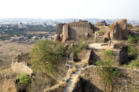 Téléchargez les photos : Ruines du fort Golconda ; ; Andhra Pradesh ; Inde - en image libre de droit
