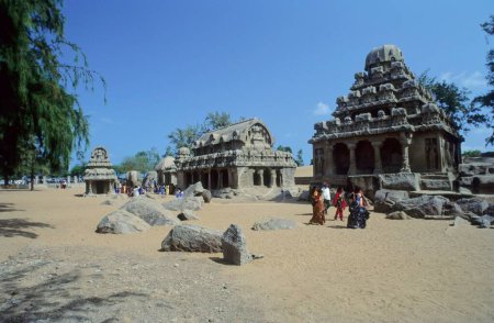 Téléchargez les photos : Cinq Rathas, Mahabalipuram, Tamil Nadu, Inde - en image libre de droit