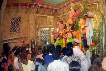 Téléchargez les photos : Lalbaugcha Raja, Ganesha Festival, Lalbaug, Mumbai, Maharashtra, Inde, Asie - en image libre de droit