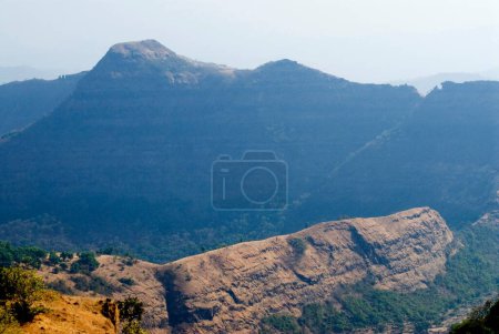Mountain range of Sahyadri from Raigad fort ; Maharashtra ; India