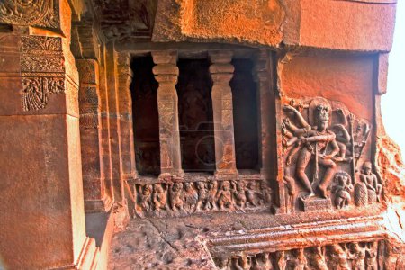 Dancing Shiva, Rock cut cave temple, Badami, Bagalkot, Karnataka, India