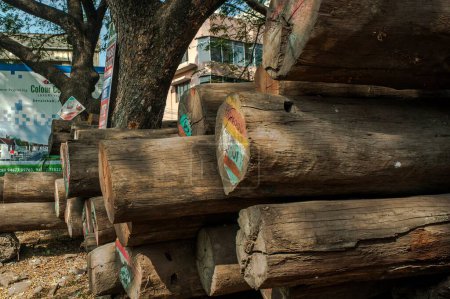 Holzscheit, kottayam, Kerala, Indien, Asien